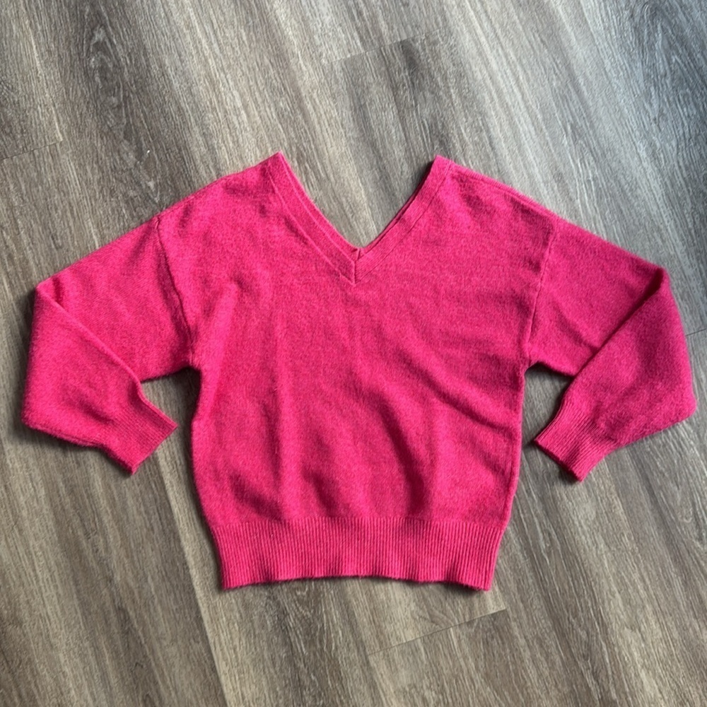 Maeve Pink Sweater Size Small Double V neckline Oversized